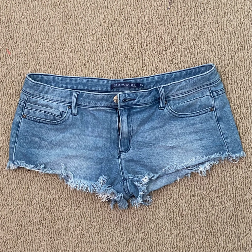 Blue Ruffle Jean Shorts